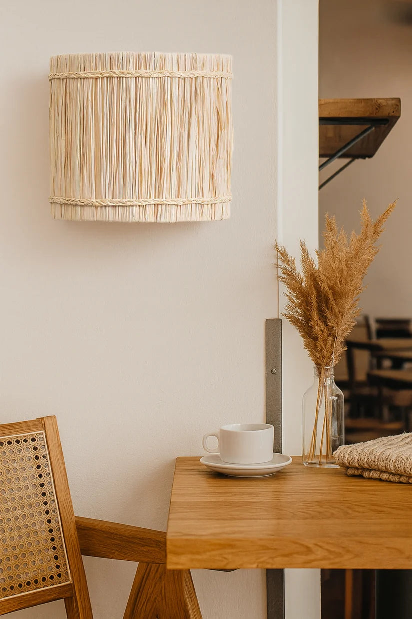 Raffia Wall Light for Living Room | Boho Paper Wall Sconce - Pryor