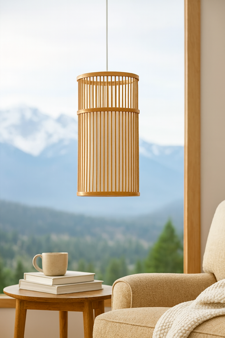 Bamboo Hanging Light for Hallway | Rattan Pendant Lamp - Fenn