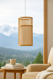 Bamboo Hanging Light for Hallway | Rattan Pendant Lamp - Fenn