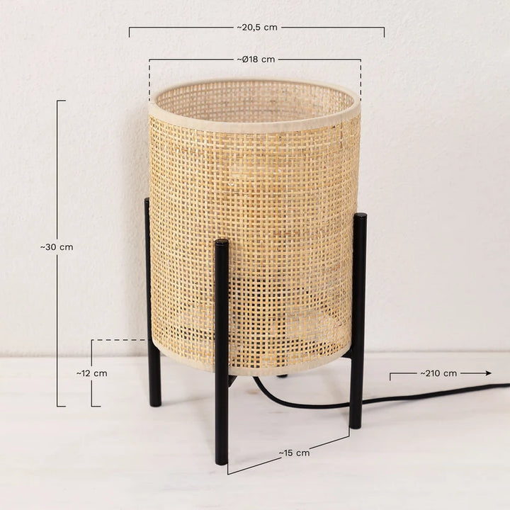Rattan & Bamboo Table Lamp for Bedroom | Handmade - Mirai