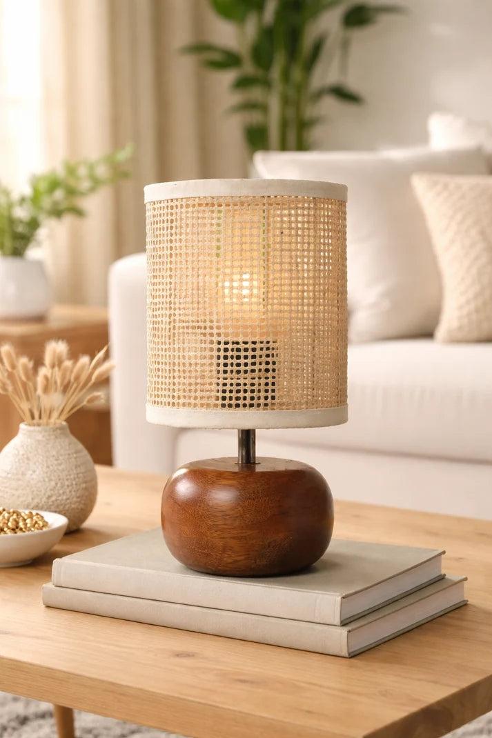 Rattan Table Lamp for Living Room | Handmade Table Lamp - Guinevere