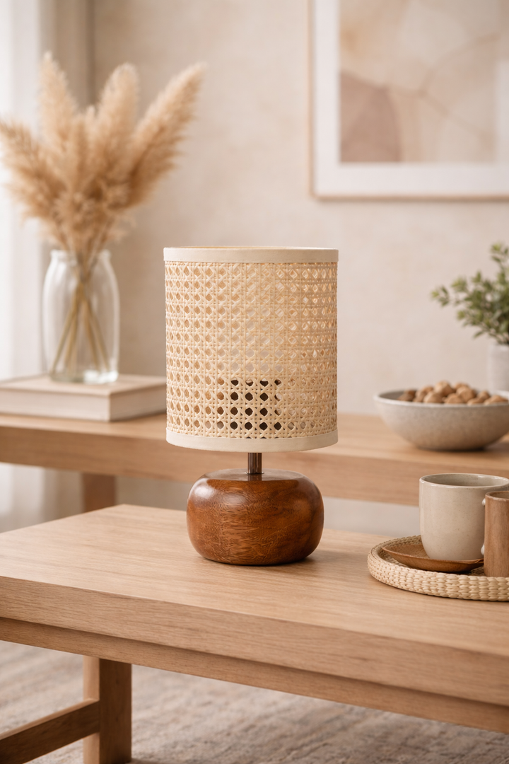 Rattan Table Lamp for Living Room | Handmade Table Lamp - Beckett by Luxury Rattan Handicrafts  - Lighting > Table Lamps