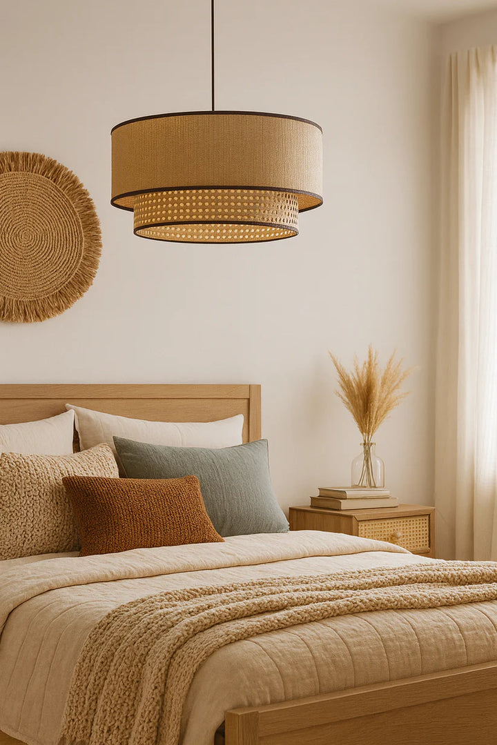 Bamboo Hanging Light for Living Room | Cane Pendant Lamp - Milo