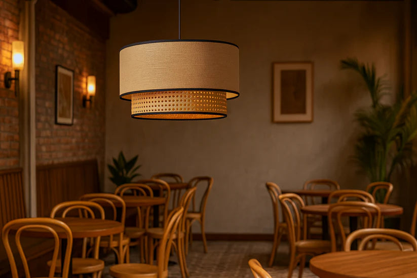 Bamboo Hanging Light for Living Room | Cane Pendant Lamp - Milo