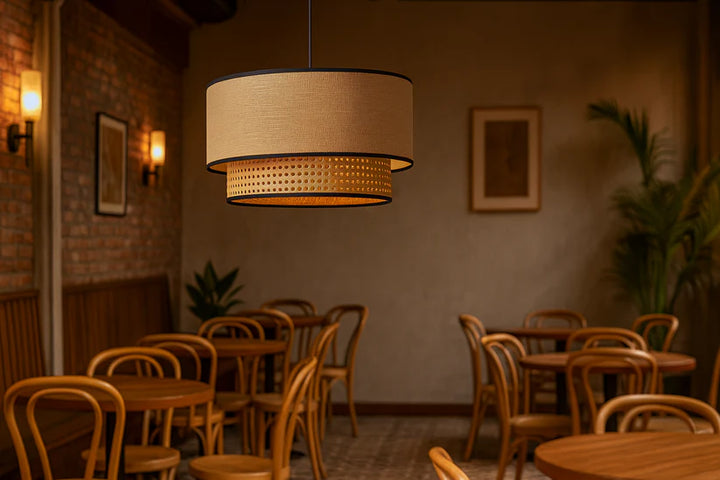 Bamboo Hanging Light for Living Room | Cane Pendant Lamp - Milo