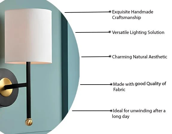 Fabric Wall Lamp for Bedroom | Elegant Decorative Wall Light - Rian