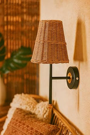 Cane Wall Sconce for Dining Room | Rattan Wall Light - Jareth