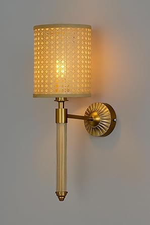 Cane Wall Lamp for Living Room | Rattan Wall Sconce - Corwin