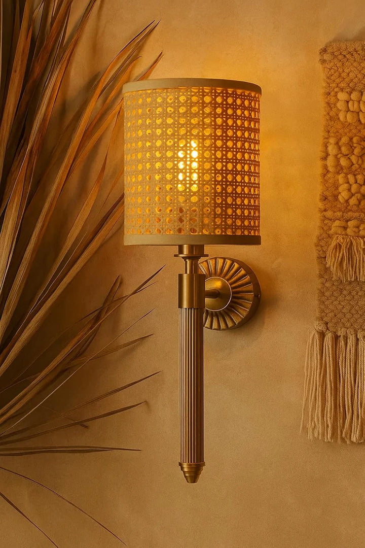 Cane Wall Lamp for Living Room | Rattan Wall Sconce - Corwin