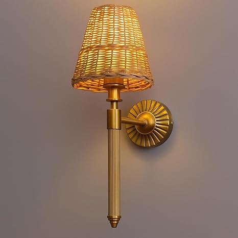Wicker Wall Light for Study Room | Cane Wall Lamp- Everardoby