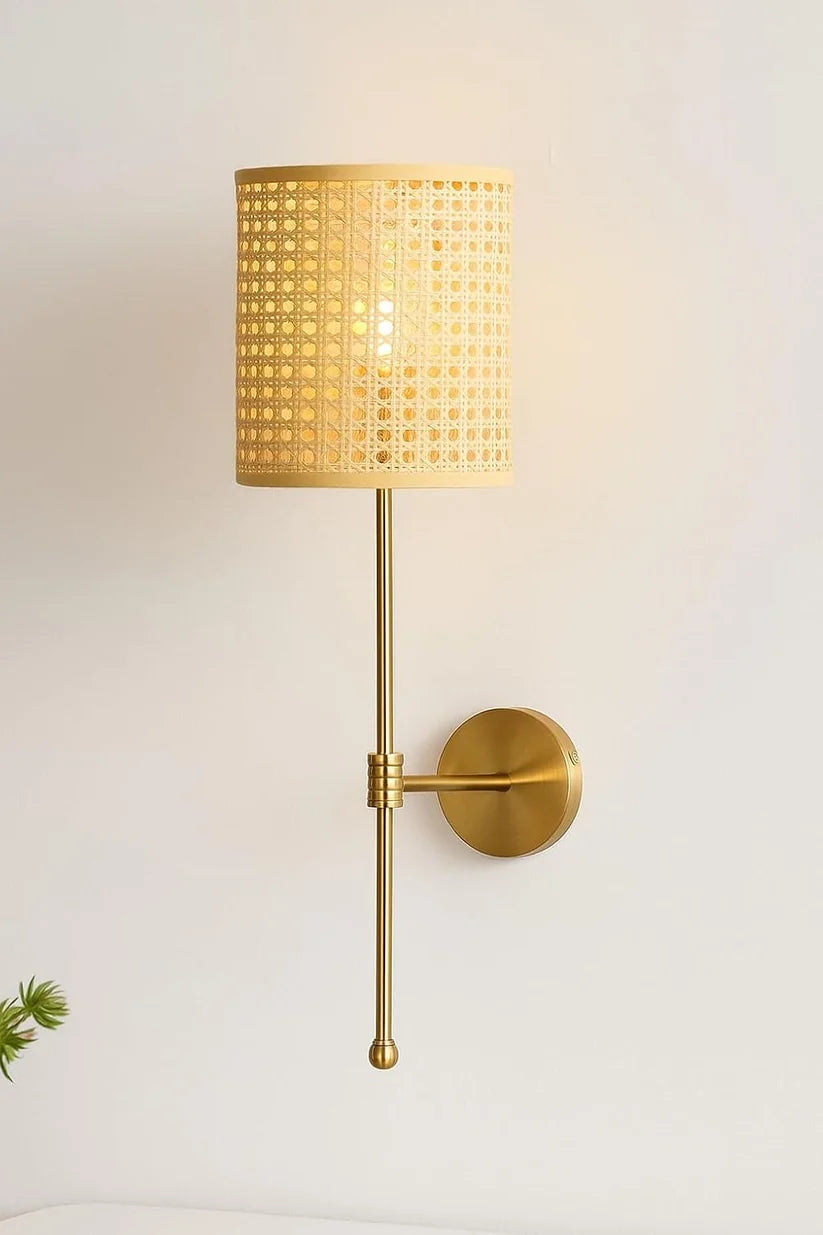 Wicker Wall Light for Bedroom | Cane Wall Sconce - Brannonhall