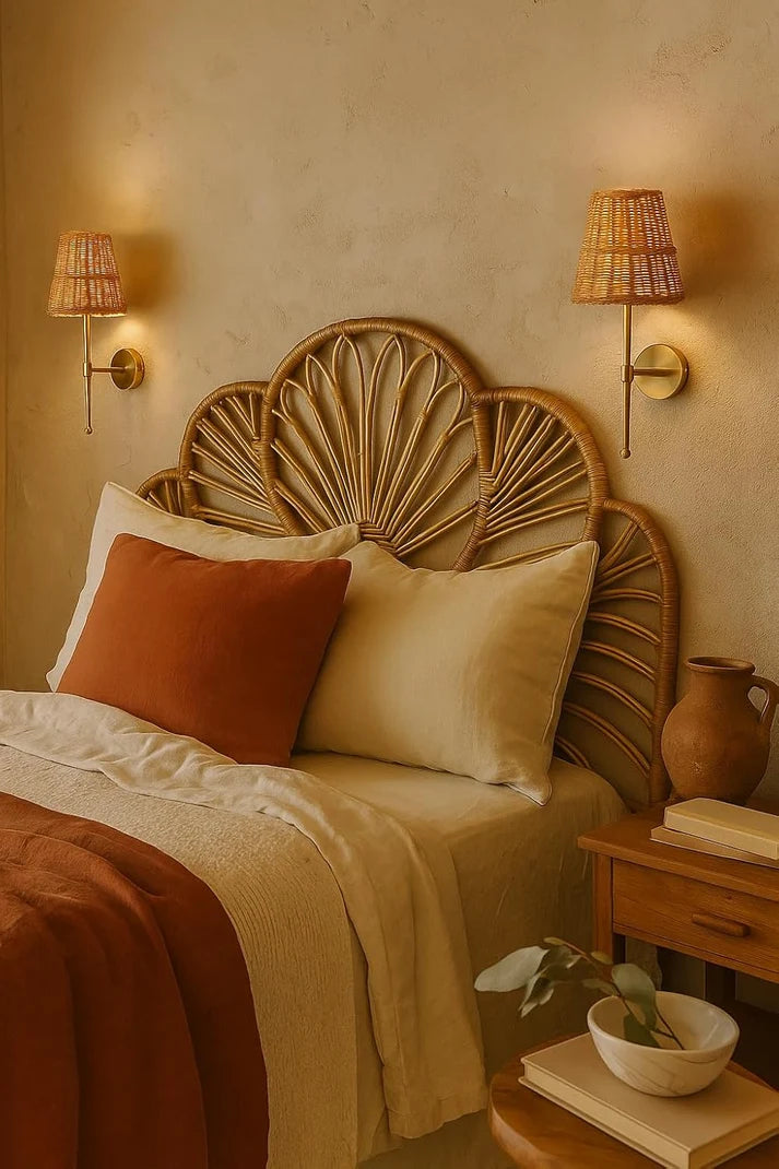 Rattan Wall Lamp for Living Room | Wicker Wall Sconce - Ulwinton