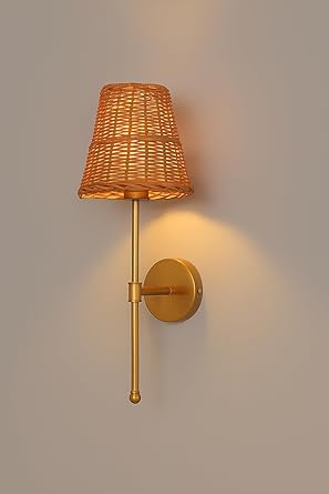 Cane Wall Lamp for Bathroom | Rattan Wall Sconce - Yancy