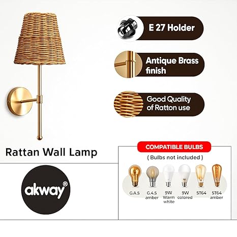 Cane Wall Lamp for Bathroom | Rattan Wall Sconce - Yancy