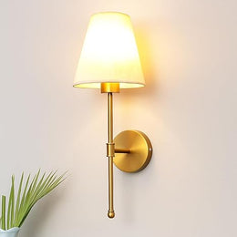 Art Deco Wall Light for Bedroom | Fabric Wall Lamp - Evin