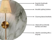 Cane Wall Sconce for Study Room | Rattan Wall Light - Kensley