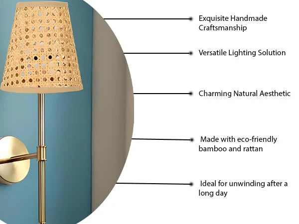Cane Wall Light for Kitchen | Bamboo Wall Lamp - Everett