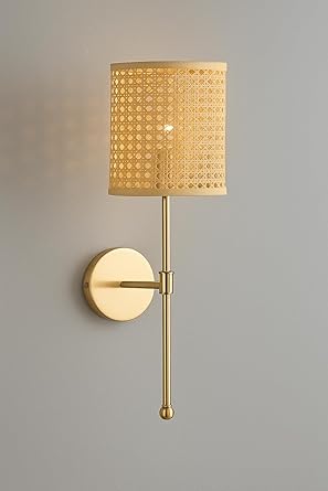 Rattan Wall Lamp for Study Room | Wicker Wall Light - Vesperfield