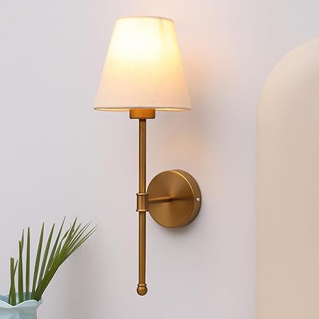 Art Deco Wall Light for Bedroom | Fabric Wall Lamp - Evin
