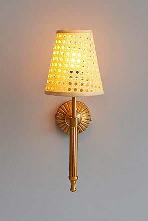 Rattan Wall Lamp for Hallway | Cane Wall Sconce - Nileswood
