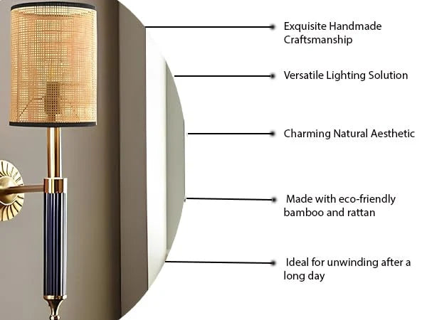 Wicker Wall Sconce for Bathroom | Rattan Wall Lamp- Grahammeby