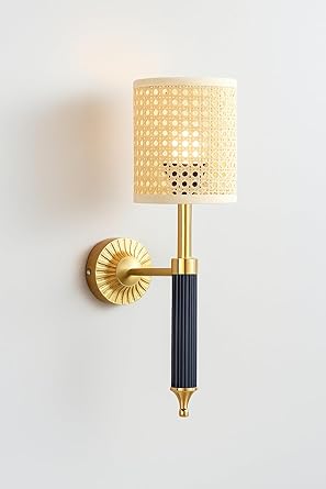 Rattan Wall Light for Study Room | Cane Wall Sconce - Zephander