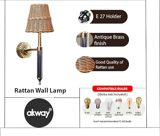 Cane Wall Lamp for Living Room | Wicker Wall Sconce - Odika