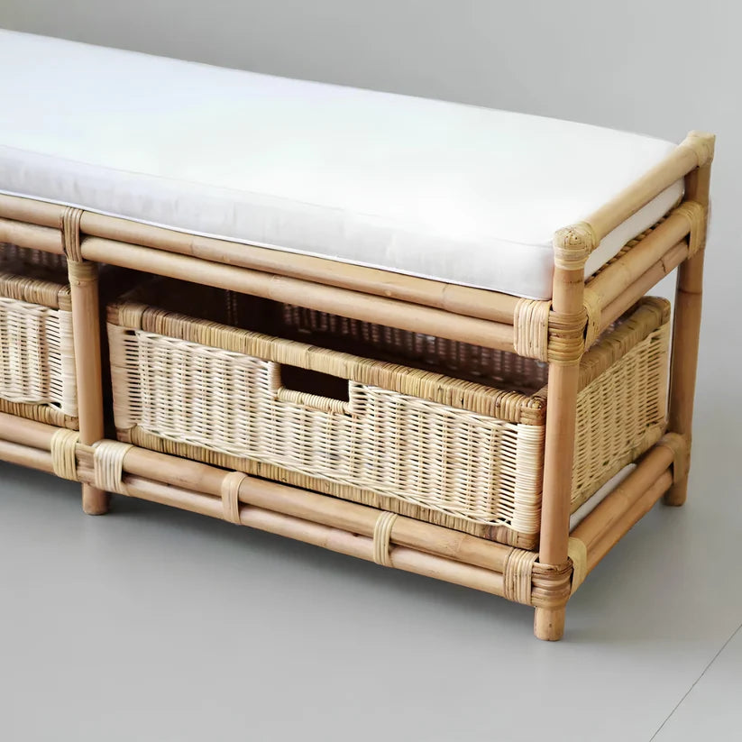 Rattan Storage Bench with Cushion- Firosa