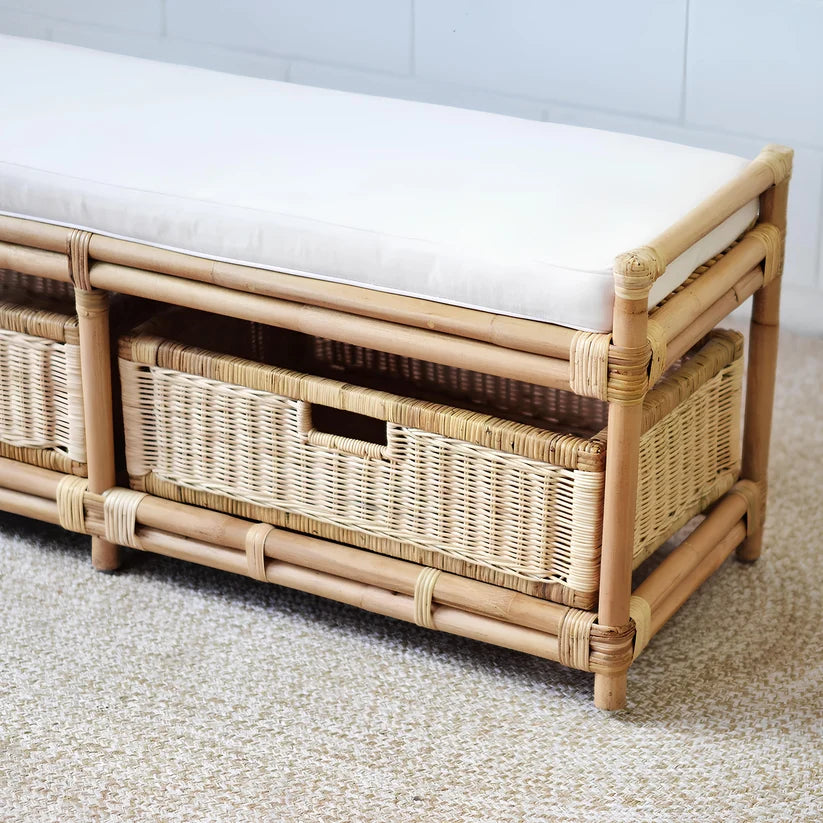 Rattan Storage Bench with Cushion- Firosa