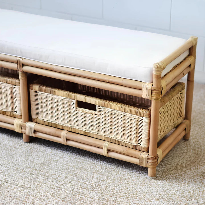 Rattan Storage Bench with Cushion- Firosa