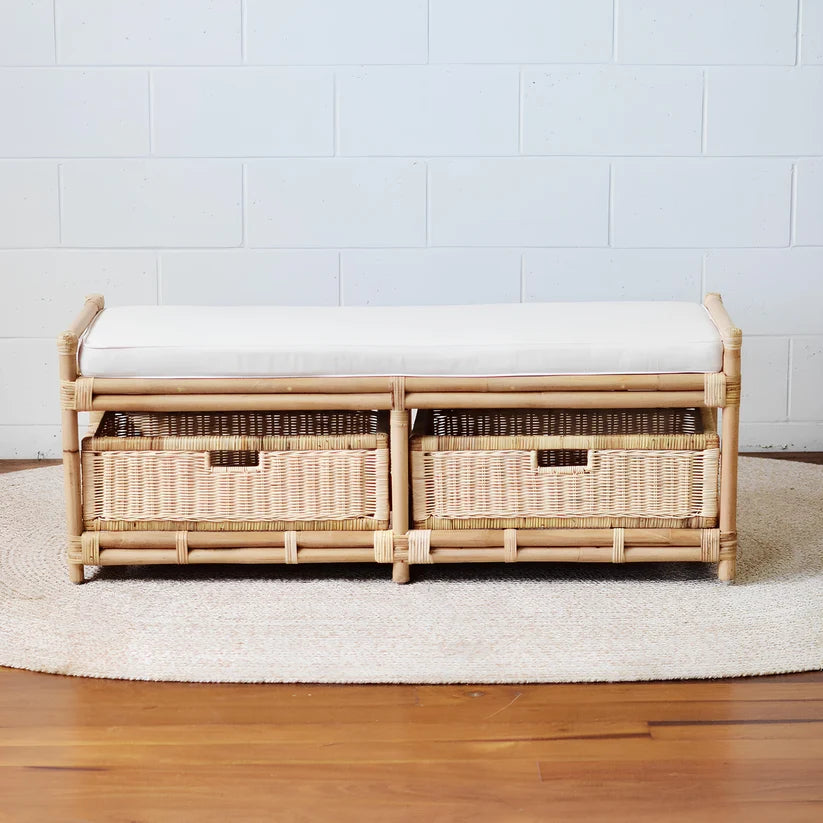 Rattan Storage Bench with Cushion- Firosa