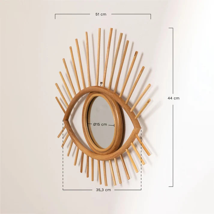 Rattan Wall Mirror for Hallway | Bamboo Decorative Mirror - Mirai